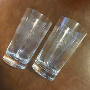 Vintage Etched Highball Glasses Cristal D'Argues Matignon Pattern